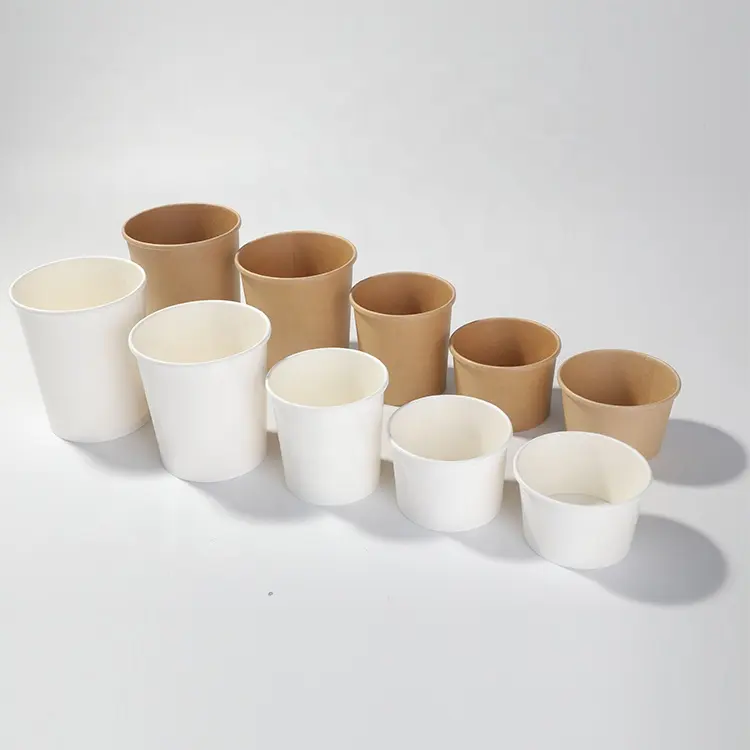wholesale disposable 12oz kraft brown soup cup price food packaging containers paper soup bowl with lid