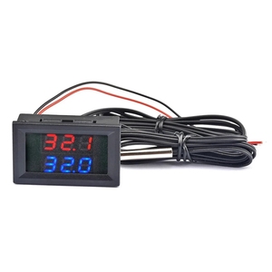 DC 4-28V Pantalla LED Sensor de temperatura digital Termómetro Rojo Azul Probador de temperatura digital dual con cable de sonda dual NTC - Product Image 1