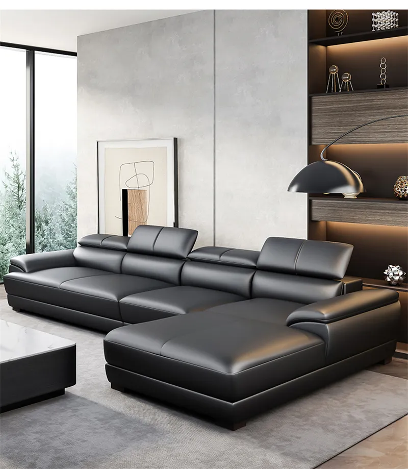 Hot selling high quality pu leather home furniture L Shape Corner Couch corner 4 seater recliner sofa