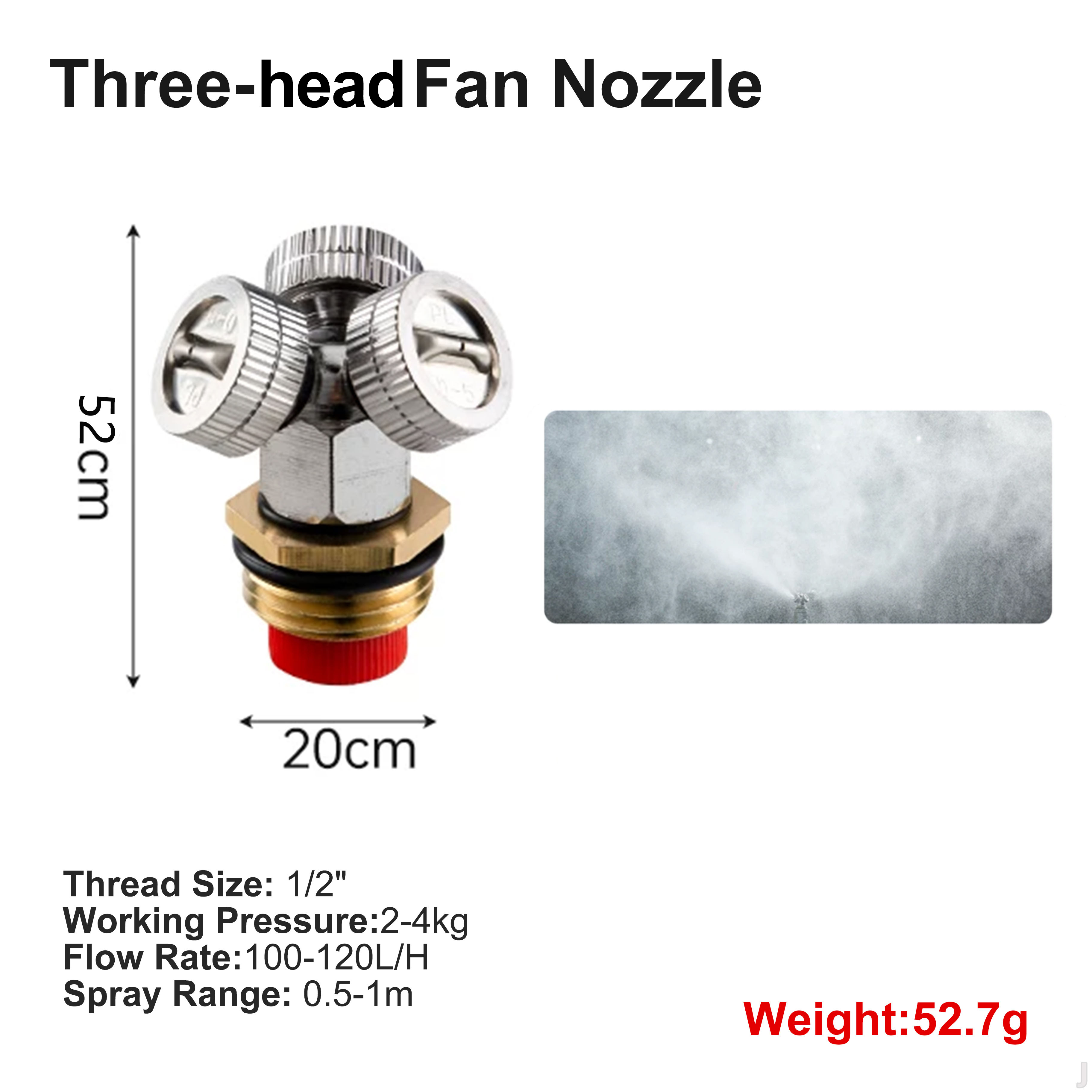 Boquilla de ventilador de tres cabezales