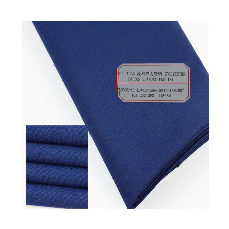 Venta caliente de la tela de poliéster de algodón spandex algodón para popelina tela de usos y los hombres camisetas de manga larga de la fabricación de China