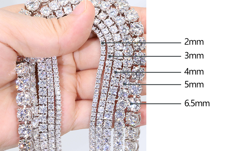 Moissanite blanche de 6,5 mm