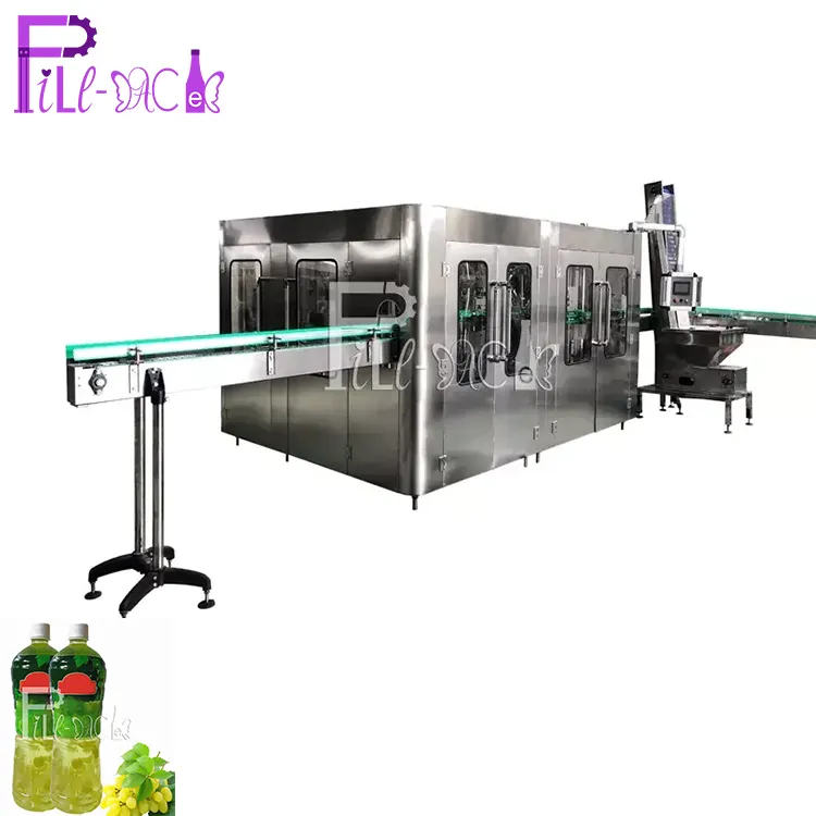 Máquina de enchimento de frutas automática 4 em 1, máquina de enchimento de frutas com granel de monoblock 4 em 1, máquina/unidade/linha/processamento para garrafas de animal de estimação