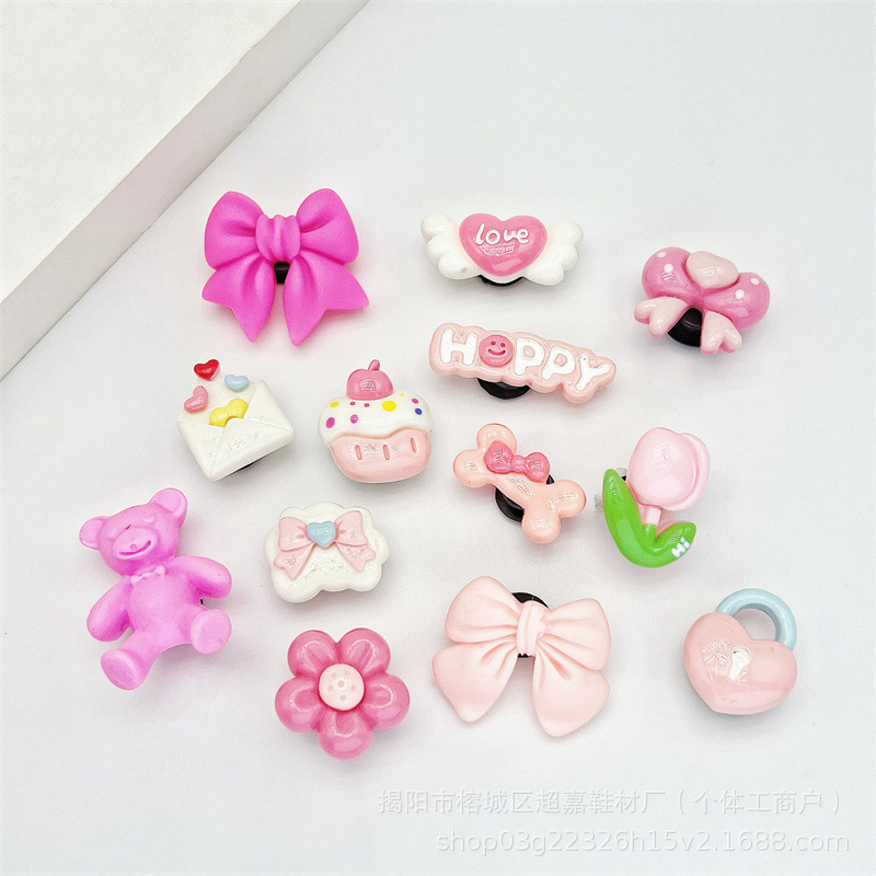 Sz-021 orsetto rosa con papillon - utilizzabile direttamente con bottoni