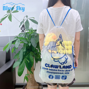 定制Logo印花透明PE塑料拉绳背包拉绳袋礼品包装拉绳袋 - Product Image 1
