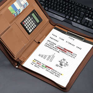 Carpeta de archivos A4 personalizable multifunción con cremallera bolsa Manager Business Notebook almacenamiento de documentos Funda de cuero para ventas A6 A5