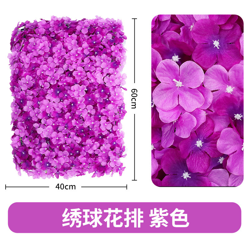 Rangée d'hortensias, violet