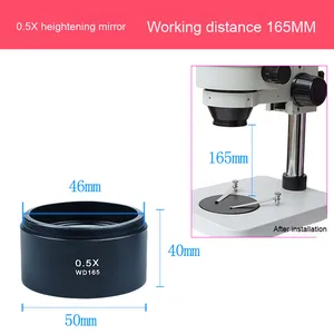 Lente de objetivo auxiliar para microscopio, aumento de 0,5X/0,7X, a prueba de aceite, a prueba de polvo, fuente de luz LED, distancia extendida para óptica - Product Image 4