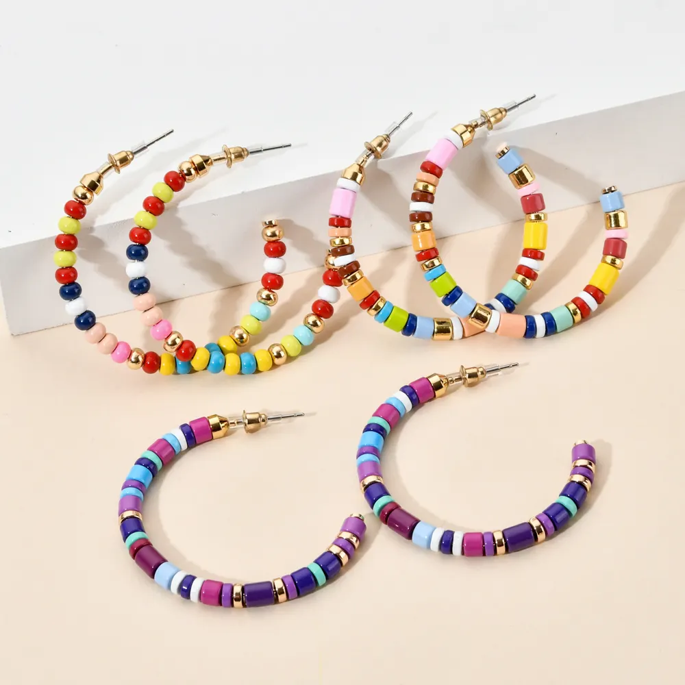 Fashion Jewelry Brincos earings fashion Big Earrings Beads Round Ear Rings For Women Girl Geometric Statement Circle Earring