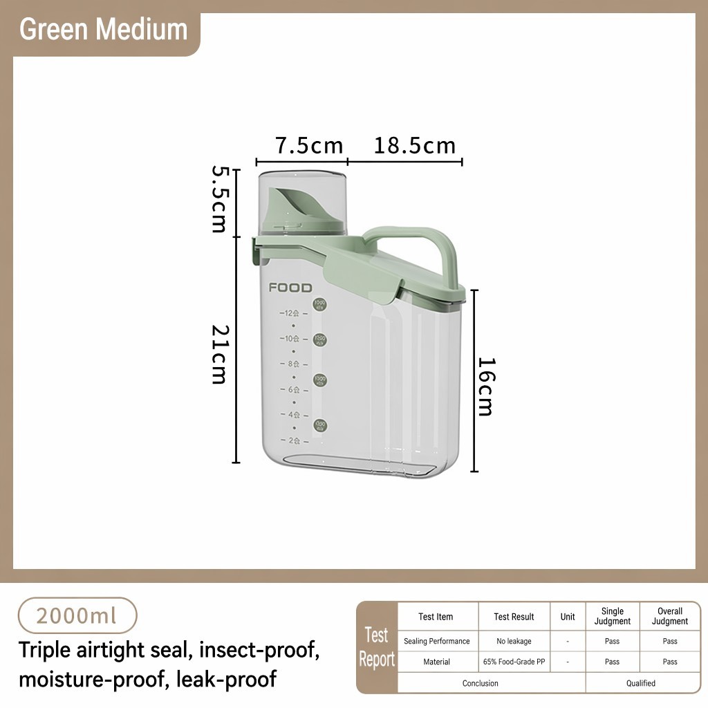 Asakusa green 2000ml, insect/moisture-proof, airtight, transpare