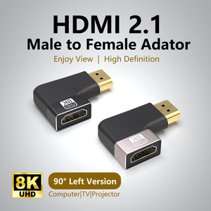 8K HD 90 Degree <strong>HDMI</strong> <strong>Adapter</strong> Right Angle Male <strong>to</strong> Female Connectors for 48Gbps H2.1V Metal Shell Plug - Product Image 2