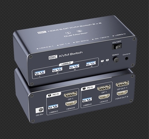<strong>KVM</strong> <strong>Switch</strong> Supports Triple Monitors at 8K 60Hz Enabling Two Computers Along with up to USB Devices in an Extended Desktop - Product Image 4