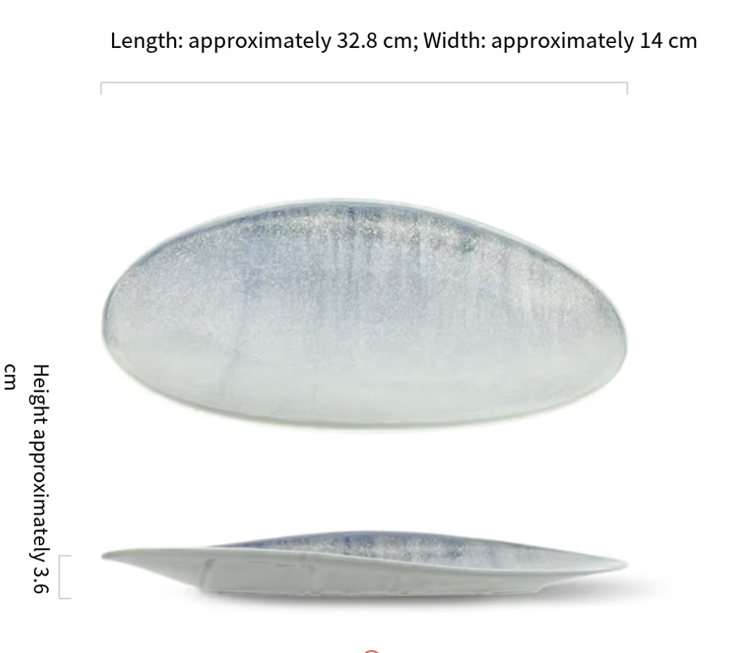 Assiette longue intelligente 13 "(bleu canard d'eau)