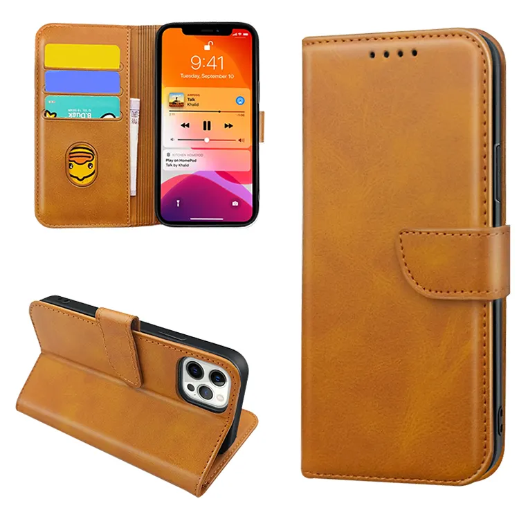 Hot sale pu leather mobile flip cover phone case with card holder