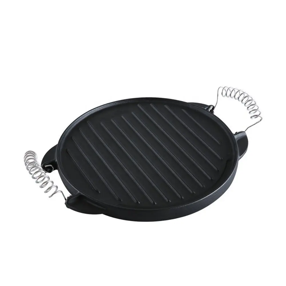Pre-seasoned cast iron round reversible plancha grill plate,reversible griddle - 42 cm