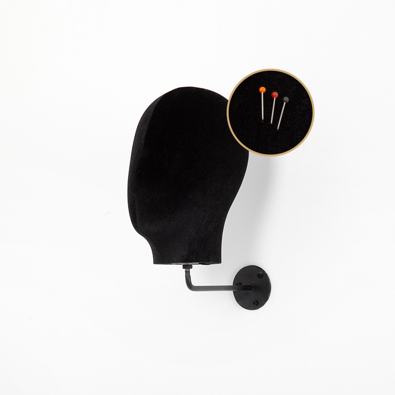 Black velvet head with pin insert + black rod 15cm
