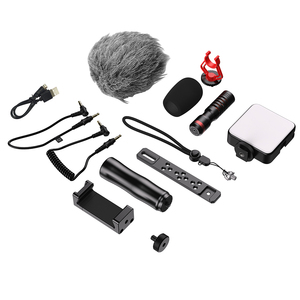 Smartphone Video 3 Shoe Mounts <strong>Filmmaking</strong> Handheld Phone Video Stabilizer Grip Vlogging <strong>Kit</strong> with Video Microphone for iPhone - Product Image 4