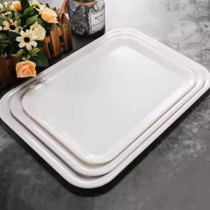 餐饮服务白色塑料托盘大三聚氰胺矩形派对餐盘咖啡桌餐盘 - Product Image 3