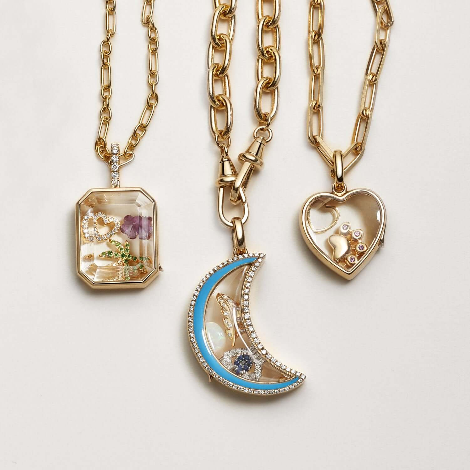 Collar con colgante cuadrado dorado transparente (no incluye dije)