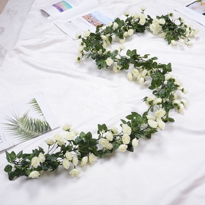 Hot Sale Long Silk 69 Artificial Rose <strong>Vine</strong> for Wedding Decoration Ceiling Pipe Wrapped Decorative Green Plants