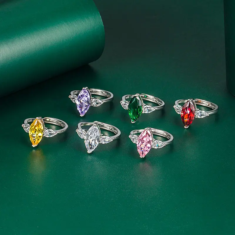 RAKOL CJZ055 Fashion Trend Marquise Ring donna intarsiato di cristallo verde topazio tesori colorati Multicolor Ruby Fine Jewelry Ring