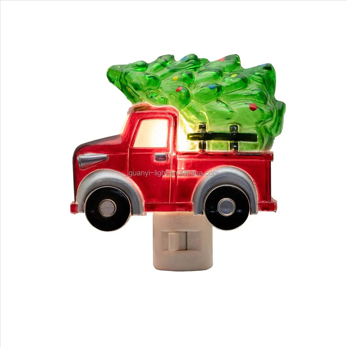 Christmas Night Light-Camión y árbol-Enchufe giratorio con bombilla LED