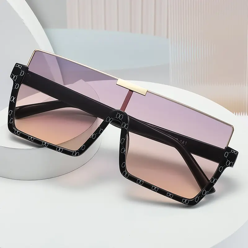 Semi-rimless half-frame big square intero collegato lenti faceshield ladies lujo gafas de sol 2022 shades occhiali da sole donna