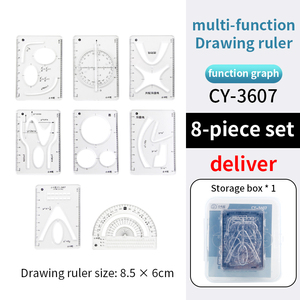 Multi-Functional Geometric Drawing Tools Set Parabolic Protractor Scale and <strong>Image</strong> for Middle and High School Ruler - Product Image 2