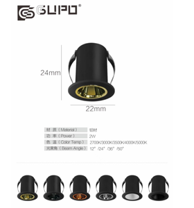ไฟสปอร์ตไลท์แอลอีดี AC220V 12V 24V 1W 2W 3W แบบฝังพื้นผิวทรงกลมไฟ LED สีจางขนาดเล็ก - Product Image 2