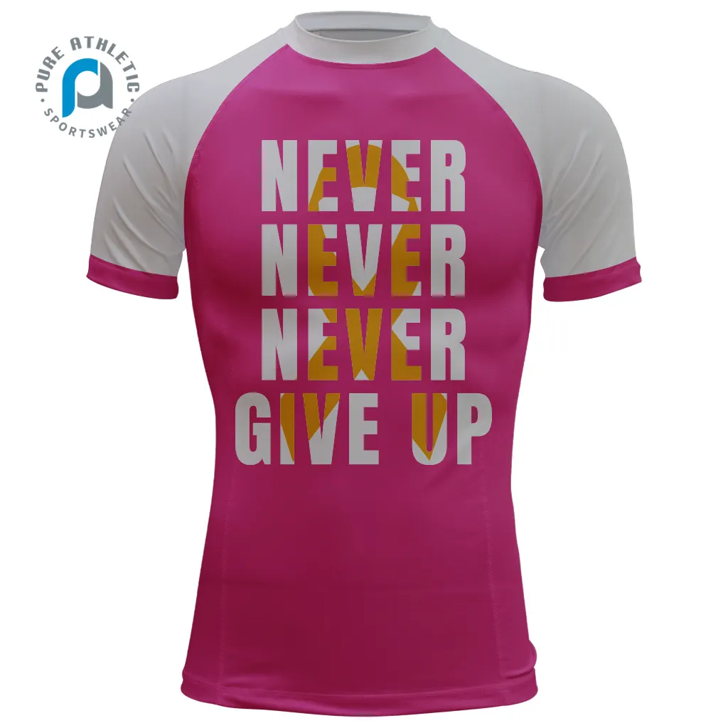 Kaus kompresi payudara kanker murni pertandingan Logo kustom atasan lengan pendek pakaian Gym pelindung ruam anak muda hitam berkualitas