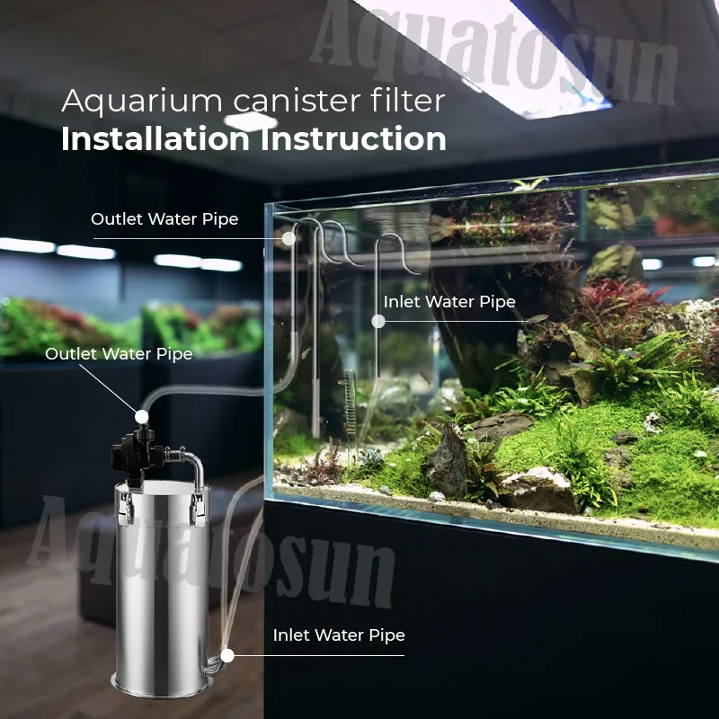 Filtro de aquário de alta qualidade, filtro de aquário de aço inoxidável externo com canister para uso