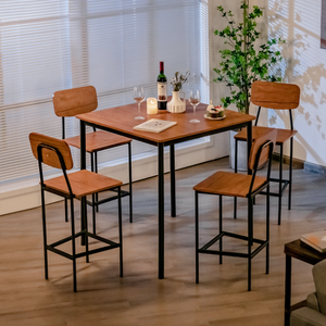 柜台高度桌和4个酒吧凳5件套工业餐桌 - Product Image 3