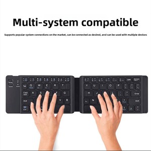 Factory <strong>Price</strong> in <strong>Stock</strong> Dual Folding Design Plastic Rechargeable Silent Portable Bluetooth Keyboard for iPad Tablet - Product Image 2