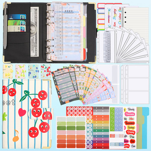 Set wholesale custom fruit <strong>stripe</strong> planner money stickers <strong>notebook</strong> file folder pu leather a6 fruit <strong>stripe</strong> budget binder set - Product Image 3