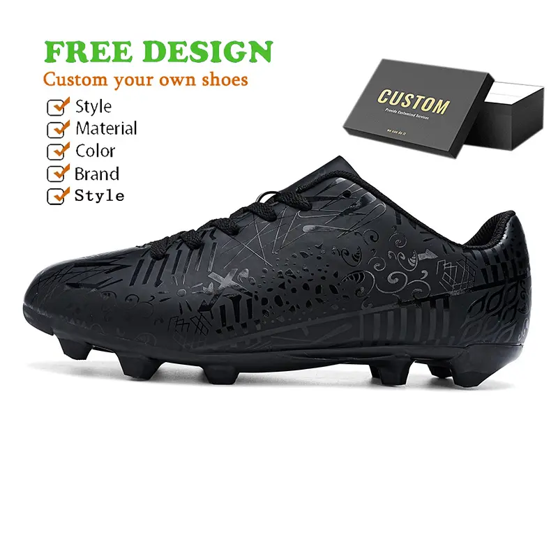 Botas de futebol de couro de alta qualidade para treinamento de futsal com logotipo personalizado para crianças e adultos OEM / ODM logotipo personalizado