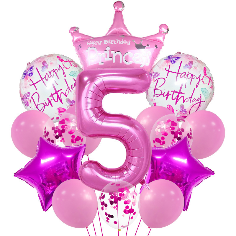 Pink balloons set 5 year