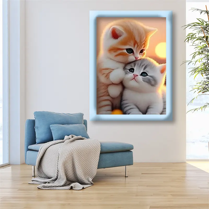 5D Diy ABドリルダイヤモンド絵画猫フルラウンドアニマル刺Embroideryラインストーンサイズの写真調節可能なモザイク絵画