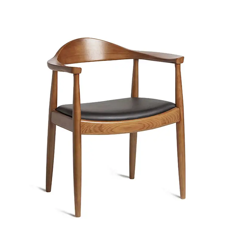 Silla de diseño nórdico de madera de teca sólida para comedor, sillón de diseño para sala de estar, restaurante con asiento de madera