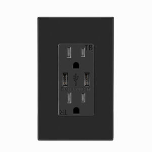 FTR15-3100 ul được liệt kê Mỹ tiêu chuẩn 15 amp điện Duplex Outlet với 3.1A USB đầu ra màu đen kép loại một cổng - Product Image 1