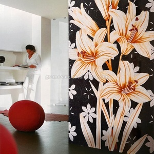 Phật sơn Grace Chuyên Nghiệp Khảm Tác Phẩm Nghệ Thuật Thiết Kế Phổ Biến Vàng Hoa Thủy Tinh Khảm Trắng Lily Hoa Mô Hình Tường Bức Tranh Tường Gạch - Product Image 4