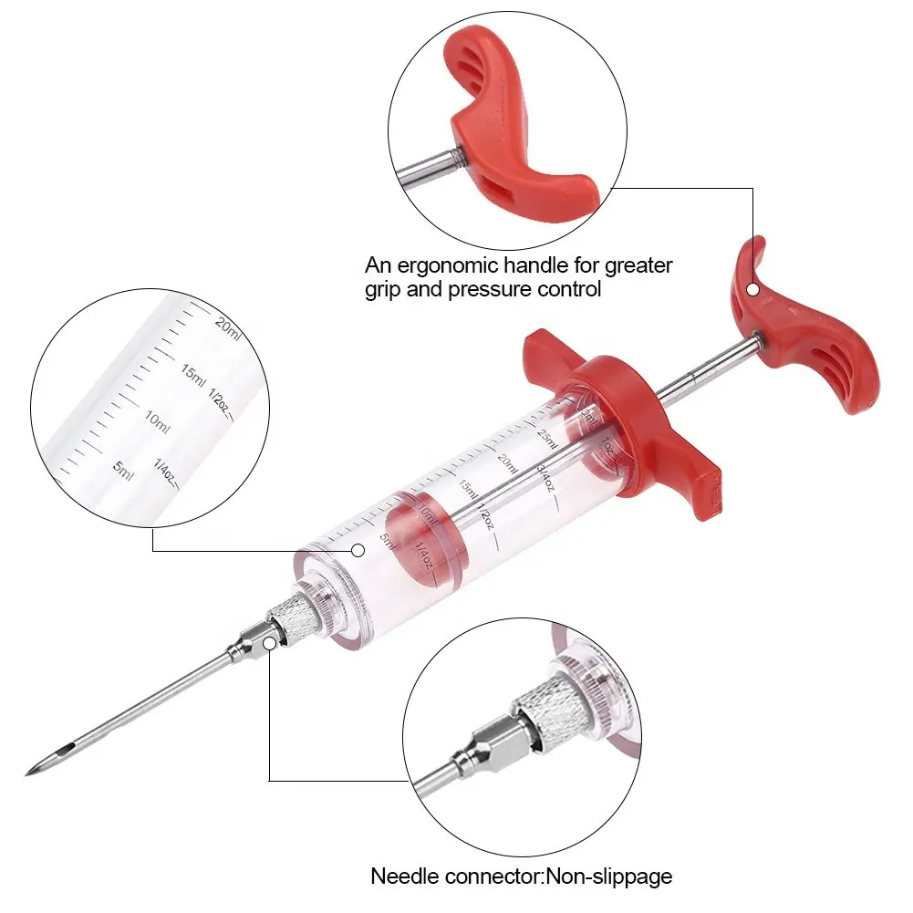 Meat Marinade Injector  Meat Tenderizer Flavor Injector Syringe Needle Sauce Turkey Chicken BBQ Tools