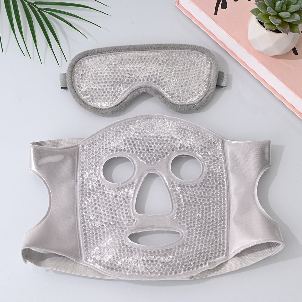 ice mask gray-eye mask-white beads