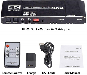 Yeterli stok 2020 4K @ 60Hz Matrix 4x 2 anahtar ayırıcı destek HDCP 2.2 IR uzaktan kumanda anahtarı 4x2 Spdif 4K 4x2 matris anahtarı - Product Image 6
