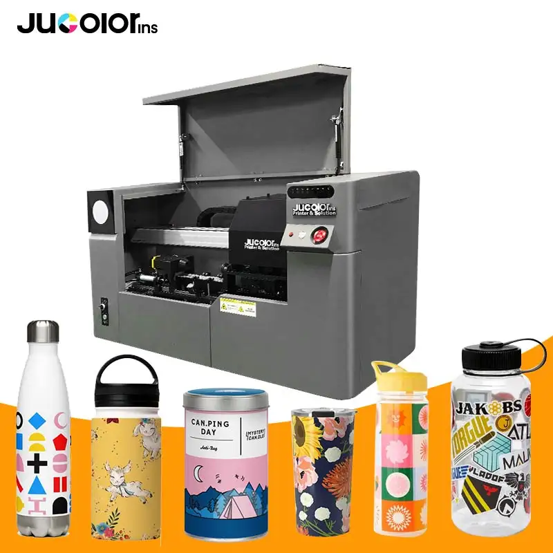طابعة دوارة للزجاجات من Jucolor ماكينة طباعة أسطوانية دائرية 360 للزجاجات والأكواب والجِرار والأنبوبات