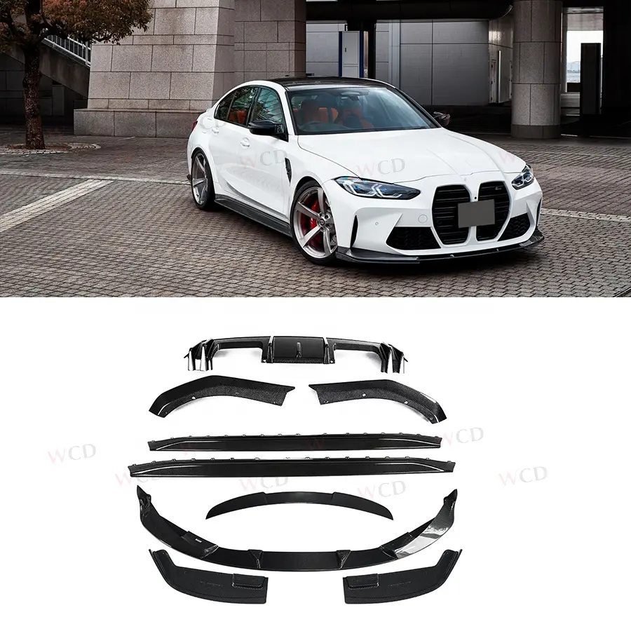 3D karbon Fiber bodykit ön dudak arka difüzör yan etekler Spoiler BMW için gövde kiti G82 M4 araba aksesuarları bodykit