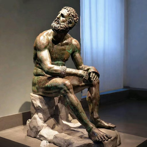 Lebensgroße Art-Deco-Bronzestatue im Freien Griechische Figur Boxer in Ruhe Skulptur mit Guss-und Offsetdruck zum Verkauf - Product Image 1