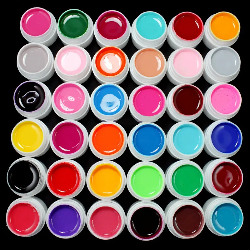 Professionnel 36 couleurs couleur Pure UV Gel Nail Art décor longue durée solide ongles Gel constructeur manucure outil