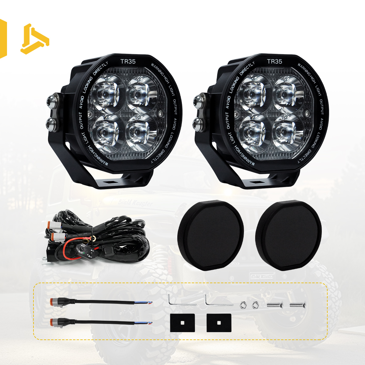 Kit de luces (Par + Cubierta negra + Arnés de cables)