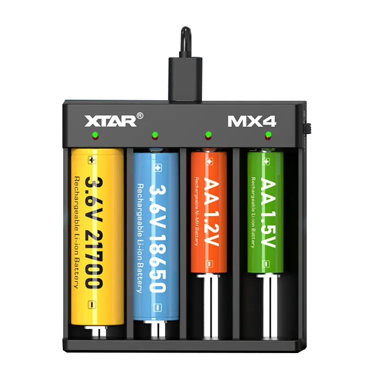 Xtar Mx4 4 Slot Lithium Li-ion Lifepo4 Ni-Mh Batterijlader Voor Aa Aaa 18650 14500 21700