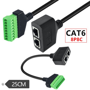 2个RJ45母8针螺钉接线盒适配器25厘米Cat6 Cat5以太网扩展器，用于闭路电视数字互联网音频聚氯乙烯麦克风